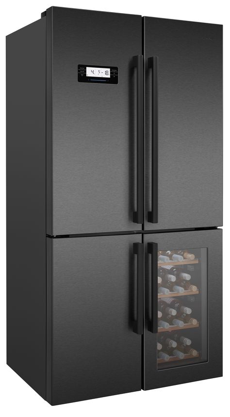 Fashion Design Graphic, Gaming Setup Ideas, Black Fridges, American Fridge Freezer, American Style Fridge Freezer, Room Cooler, American Fridge, American Fridge Freezers, Creative Room