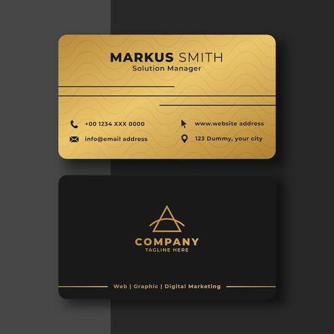 Golden Business Card, Gold Card, Black Business Card, Visiting Card, Luxury Card, Plastic Card, Visiting Cards, Black Business, Vector Photo