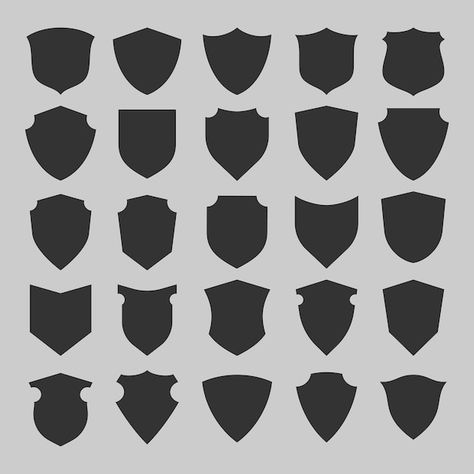 Vector set of 25 shield various set outl... | Premium Vector #Freepik #vector #shield #shield-shape #security-badge #guard-logo Shield Shapes Design, Security Badge Design, Logo In Shape, Logo Shield Design, Shield Logo Design Ideas, Security Logo Design Ideas, Badge Shapes, Shield Shapes, Shape Logo Design