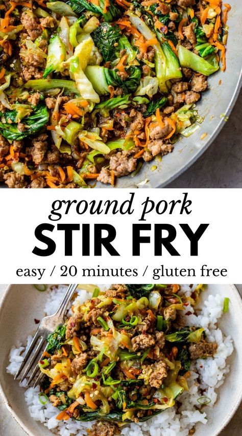 Ground Pork Stir Fry, Pork Stir Fry Recipes, Ground Pork Recipes, Pork Recipes For Dinner, Cabbage Stir Fry, Pork And Cabbage, Pork Stir Fry, Healthy Weeknight Meals, Stir Fry Recipes