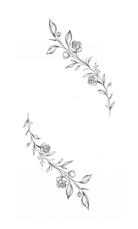 Rose Vine Tattoos For Women, Wrap Around Rose Tattoo, Vine Thigh Tattoos Women, Vine Rose Tattoo, Floral Vine Drawing, Thigh Vine Tattoos, Floral Tattoo Thigh, Floral Vine Tattoos, Flower Vine Tattoo