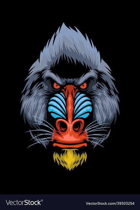 Mandrill Illustration, Tripping Art, Mandrill Monkey, Apes Together Strong, Animal Design Illustration, Cool Lock Screen Wallpaper, Monkey Drawing, The Great Race, Mandrill