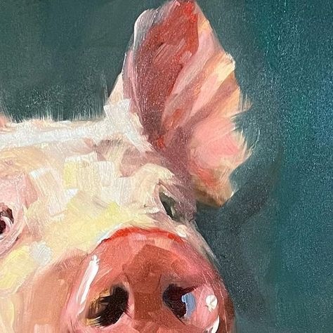 Patty Voje on Instagram: "A Love Struck Romeo, 8 x 8” #pigoftheday #pigstagram #pigpainting #pigart #farmlife #dailypainting #oilpainting #allaprima #direstraits" Simple Pig Painting, Farm Animal Paintings Acrylic Easy, Discomfort Art, Pig Painting Acrylic, Pig Paintings, Cow Paintings, Farm Animal Paintings, Farm Animal Painting, Moving Objects