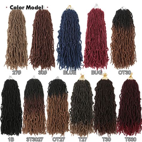 Lush Attachment Colours For Braids, Faux Locs Hairstyles With Color, Soft Locs Hairstyles Color, Crochet Faux Locs Hairstyles, Tranças Faux Locs, Faux Locs Extensions, Ombré Locs, Boho Soft Locs, Rasta Locs