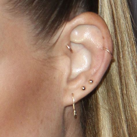 196 Celebrity Upper Lobe Piercings | Page 2 of 20 | Steal Her Style | Page 2 Jordyn Woods Instagram, Bella Thorne Instagram, Madison Beer Instagram, Upper Lobe Piercing, Beyonce Instagram, Upper Lobe, Golden Hoops, Steal Her Style, Forward Helix