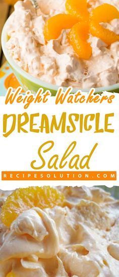 Can Mandarin Oranges, Dreamsicle Salad Recipe, Dreamsicle Salad, Orange Jello, Weight Watchers Snacks, Weight Watchers Recipes Desserts, Mandarin Oranges, Ww Desserts, Weight Watchers Desserts