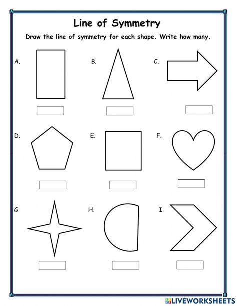 Line Of Symmetry Worksheet, Symmetry Math, Line Of Symmetry, Symmetry Worksheets, Line Math, Perimeter Worksheets, Commonly Confused Words, Adjective Worksheet, Worksheets For Grade 3