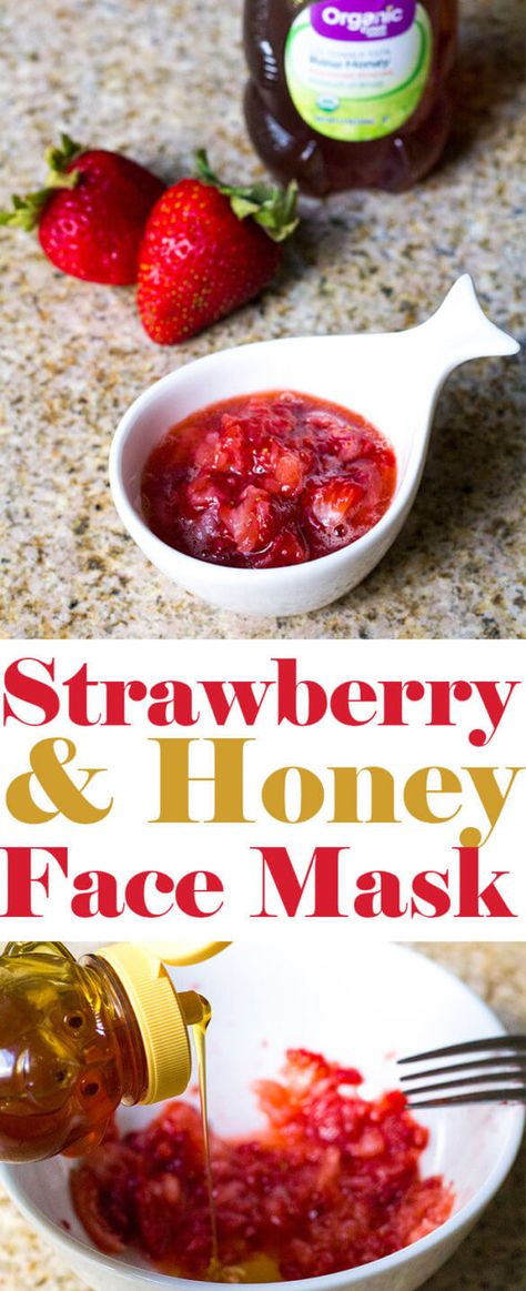 Homemade Strawberry and Honey Face Mask | homemadeforelle.com Strawberry Honey, Cucumber Mask, Avocado Face Mask, Honey Face Mask, Tumeric Face Mask, Honey Face, Face Scrub Homemade, Brown Spots On Face, Face Mask Recipe