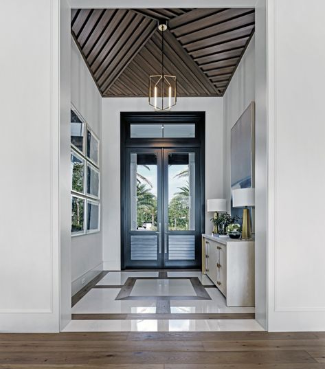 Modern Living in Florida - Transitional - Entry - Miami - by Pineapple House Interior Design | Houzz House Entrance Foyer, West Indies Interior Design, House Foyer Entryway, Beach House Foyer, West Indies Interior, Luxury Resort Interior, Modern Coastal Interior Design, Transitional Entry, House Foyer