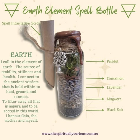 Add this beautiful spell bottle to your altar or spell casting space to bring in beautiful Earth Energy. Grounding and connecting with Mother Earth, imbuing her wisdom into your spell casting, intention setting and manifestation goals. Energy Grounding, Earth Magick, Manifestation Goals, Spell Bottles, Handmade Tools, Witch Crafts, Real Witches, Witch Potion, Earth Energy