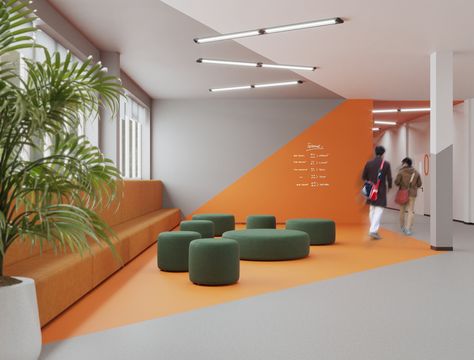 School 46 on Behance Kursi Ban, Classroom Interior, Office Wall Design, Office Interior Design Modern, Modern Classroom, Office Lobby, School Interior, Interior Design School, Office Space Design