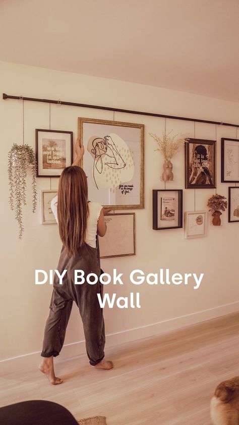 Wall Art For Big Wall, Tall Hallway Wall Decor Ideas, Creative Hallway Design, Picture Wall Ideas Long Hallway, Decor For Big Wall Space, Simple Large Wall Decor, No Damage Wall Decor, Wall Decor For Long Wall Living Room, Large Wall Space Decor