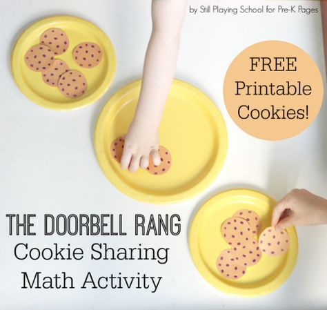 Preschool Math Exploration with The Doorbell Rang Sharing Maths Activities, Math Activity For Preschool, Manners Preschool, The Doorbell Rang, Math Stories, Cookie Template, Story Baskets, Math Literature, Homeschool Coop