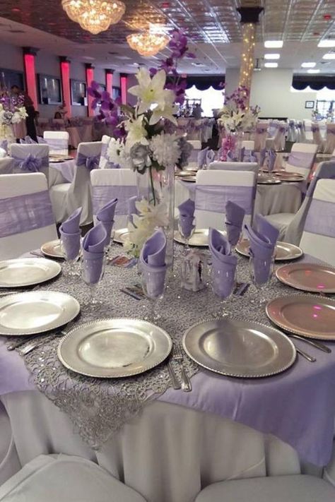 Quince Decor, Purple Quince, Church Anniversary, Quinceanera Planning, Quince Decorations, 15 Birthday, Quinceanera Decorations, Quinceanera Themes, Lilac Wedding