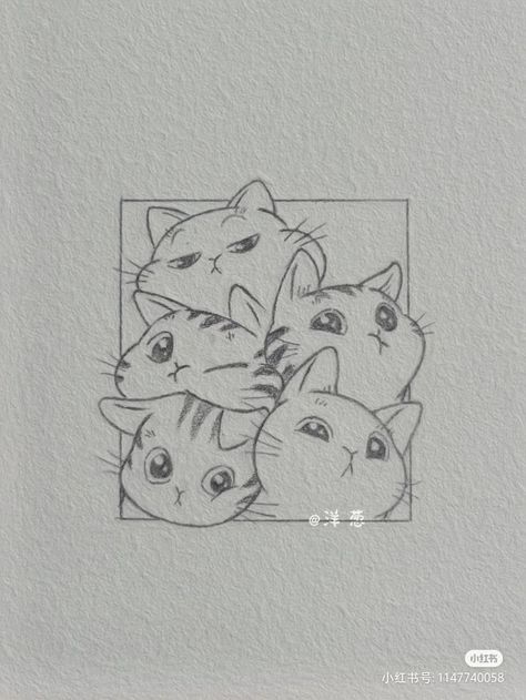 Cute Simple Cat Drawings, Animal Doodles Simple, Doodle Doodle, Seni Dan Kraf, 캐릭터 드로잉, Easy Doodles Drawings, Cute Doodles Drawings, Cute Doodle Art, Doodle Art Designs