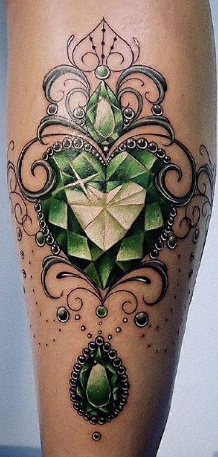 Emerald Gem Tattoo, Dangle Tattoo, Gem Stone Tattoo, Jewel Tattoos, Gemstone Tattoo, Tattoos For Dad Memorial, Phoenix Tattoo Feminine, Stone Tattoo, Gem Tattoo