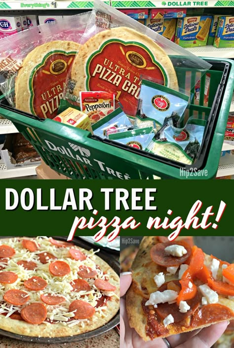 Here's how to enjoy a family Pizza Night using ingredients from your local Dollar Tree! Yum! Dollar Store Meals, Dollar Store Food, Dollar Tree Recipes, Dollar Tree Food, Dollar Tree Meals, Dinners Cheap, Meals For Three, Struggle Meals, Family Pizza Night