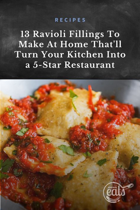 No Cheese Ravioli Filling, Homemade Ravioli Fillings, Goat Cheese Ravioli Filling, Giada Ravioli Recipe, Pasta Filling Ideas, Fillings For Ravioli, Best Homemade Ravioli Recipe, Cream Cheese Ravioli Filling, Meat Filling For Ravioli