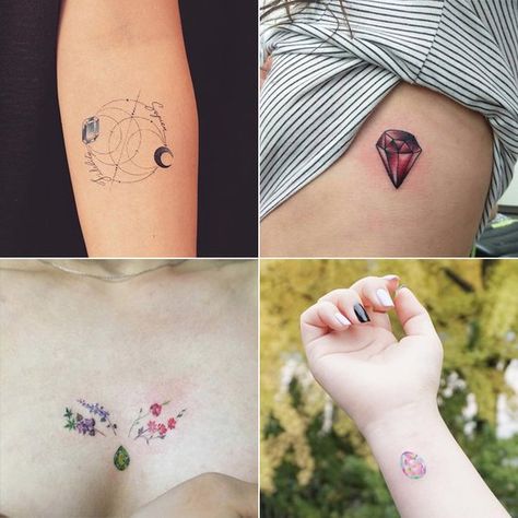 12 Dazzling Birthstone Tattoo Ideas Birth Stones Tattoo, April Birthstone Tattoo, Gemstone Tattoo Realistic, Gemstone Tattoos, Birthstone Tattoos, Birthstone Tattoo Ideas, Gemstone Tattoo, September Pictures, Stone Tattoo