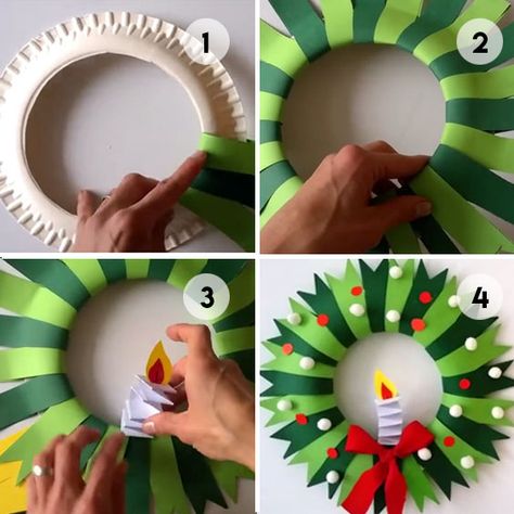 Easy Christmas Paper Wreath Iced Branches, Paper Wreath, Simple Christmas Decor, Easy Christmas Decorations, Preschool Christmas, Christmas Classroom, Handmade Christmas Decorations, Diy Room, Christmas Wreaths Diy