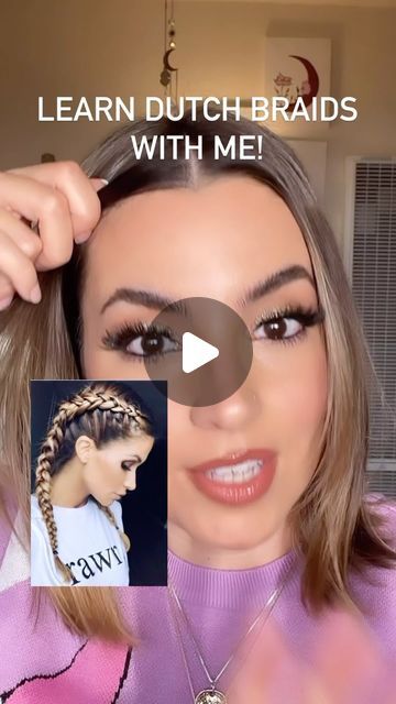 Valentina D | ✨ Dutch Braid Tutorial ✨ #hairstyle #hairtutorial #peinadofacil #dutchbraid | Instagram Twisted Dutch Braid, Cute Football Hairstyles Easy, Long Hairstyles Braids Tutorials, Dutch Braid Short Hair Tutorials, How To Braid Bangs, Dutch Braid Tutorial Step By Step On Yourself, Dutch Plait Hairstyles, Cool Ways To Braid Your Hair, Fake Braid Tutorial