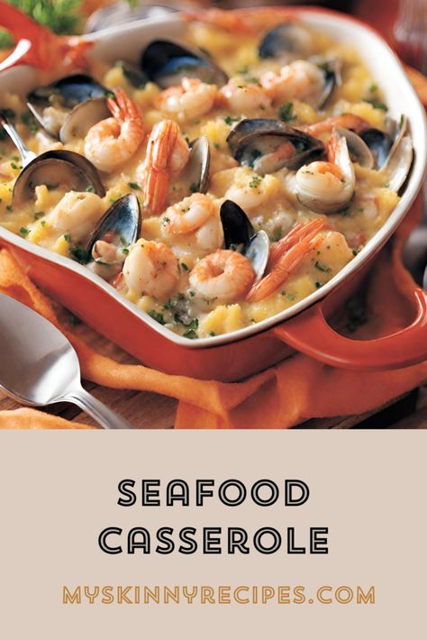 "Delectable Seafood Casserole - A savory medley of fresh seafood, creamy sauce, and flavorful seasonings, baked to perfection. An irresistible dish that brings the taste of the sea to your table. #SeafoodCasserole #DeliciousDinner #SeafoodLovers" Seafood Medley Soup, Seafood Casseroles Baked, Seafood Bake Recipes, Creamy Seafood Casserole Recipes, Seafood Casserole Recipes Baked, Best Seafood Casserole Recipes, Mixed Seafood Dishes, Seafood Medley Recipes Frozen, Seafood Mix Recipes