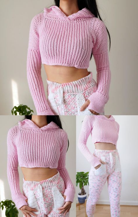 Crochet Hoodie, Gilet Crochet, Beachy Outfits, Crochet Crop Top Pattern, Mode Crochet, Hoodie Pattern, Crochet Tops Free Patterns, Crochet Clothes For Women, Clothes Crochet