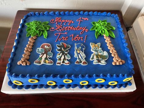 Sonic Sheet Cake, Sheet Cake Ideas, Hedgehog Cupcake, Birthday Sheet Cake, Sonic The Hedgehog Cake, Sonic The Hedgehog 4, Sonic Cake, Hedgehog Cake, Sheet Cake Designs