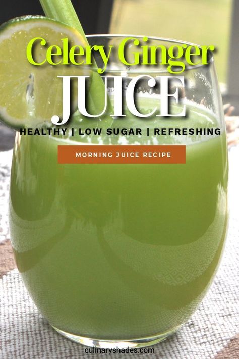 Celery Ginger Lemon Juice is a perfect refreshing non-alcoholic juice for the morning. Celery and ginger have a lot of nutrients and this can be made low sugar by using low carb sweeteners. Learn how to make celery juice in Vitamix or other blender #culinaryshades #celerygingerjuice #celeryjuice #morningjuice @culinaryshades #vitamix Morning Green Juice, Ginger Lemon Juice, Morning Juice Recipe, Grilled Paneer, Ginger Lemonade, Morning Juice, Summer Drinks Alcohol, Ginger Shot, Celery Juice