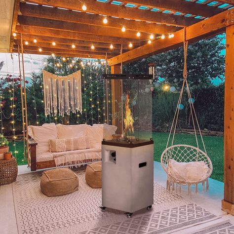 A Glass Patio Heater: Outdoor Square Standing Glass Propane Patio Heater Summer Outdoor Decor, Diy Porch Swing, Propane Patio Heater, Glass Structure, Patio Inspiration, Diy Porch, Want To Be Loved, Outdoor Decor Backyard, Outdoor Patio Decor