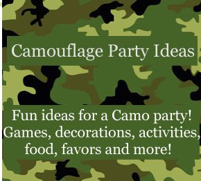 Fun and unique birthday party ideas for a Camo themed party! Party games, activities, party food, favors, decorations, invitation ideas and more! #camo #birthday #party #ideas Camouflage Party Ideas, Camo Party Ideas, Ideas For Party Games, Camouflage Birthday Party, Army Themed Birthday, Hunting Birthday Party, Camo Birthday Party, Food Favors, Camouflage Party