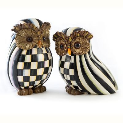 Owl Figurines, Owl Home Decor, Mackenzie Childs Inspired, Fall Owl, Mckenzie And Childs, Adorable Creatures, Courtly Check, Owl Decor, Facial Features