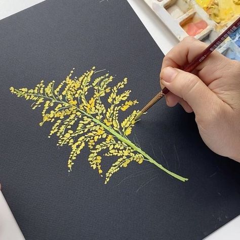 Watercolor Goldenrod, Journal Sketches, Gouache Tutorial, Gouache Illustrations, Gouache Art, Pastel Paper, Daily Painting, Happy Paintings, Watercolor Flower