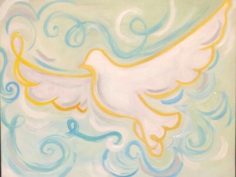 Dove Dove Paintings, Dove Painting, Painted Canvases, Say A Prayer, Sigma Kappa, Easy Paintings, Christmas Prints, Bible Journaling, Canvas Painting