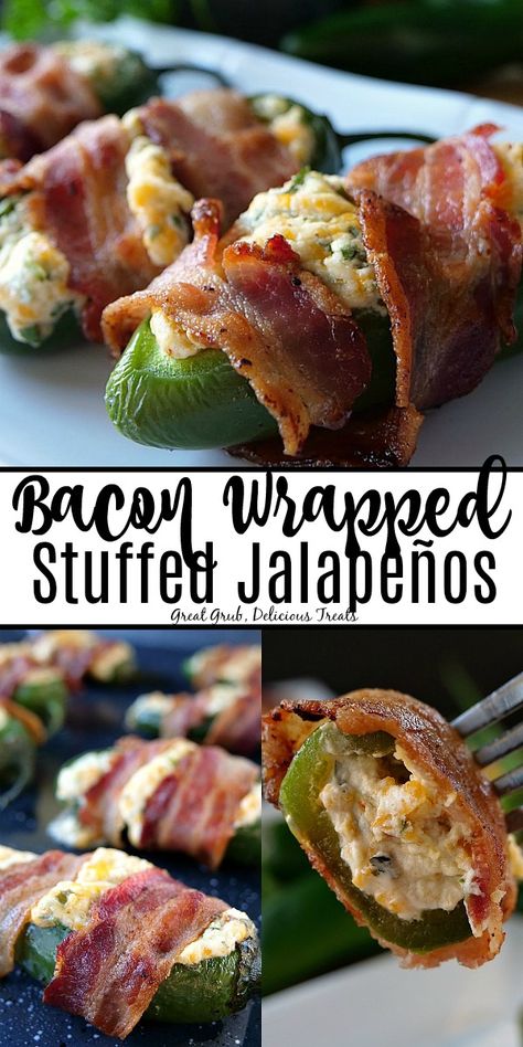 Bacon Wrapped Stuffed Jalapenos, Cream Cheese Stuffed Jalapenos, Superbowl Food Appetizers, Stuffed Jalapeños, Stuffed Jalapenos, Bacon Wrapped Jalapeno Poppers, Bacon Wrapped Jalapenos, Poppers Recipe, Superbowl Appetizers