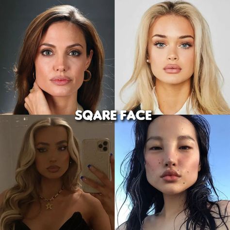 which ones is your face shepe ?? #roundface #ovalface #sqareface #diamondface #heartshape #oblongface#tips #face #beauty Best Makeup For Square Face, Square Face Tips, Square Face Shape Makeup, Square Face Aesthetic, Square Face Makeup Looks, Eyebrows For Square Face, Oblong Face Makeup, Square Jaw Women, Smile Types