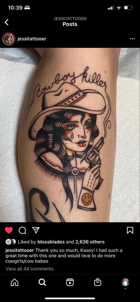 Traditional Cowgirl, Traditonal Tattoo, Traditional Tattoo Drawings, Cowgirl Tattoos, Cowboy Tattoos, Western Tattoos, Traditional Tattoo Sleeve, Leg Tattoos Women, Leg Sleeve Tattoo