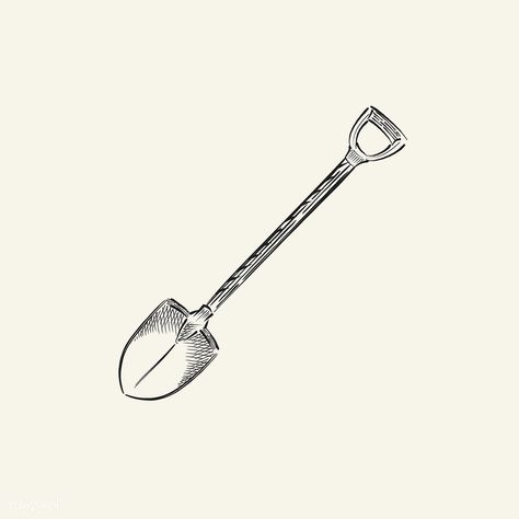 Vintage illustration of a shovel | free image by rawpixel.com Shovel Tattoo Design, Pitchfork Tattoo, Shovel Tattoo, Shovel Drawing, Archaeology Tattoo, Zen Tattoo, Farming Tools, Spade Tattoo, Illustration Kitchen