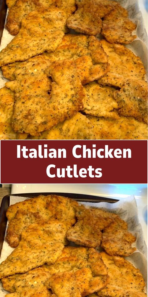 Indulge in the crispy perfection of Italian Chicken Cutlets. These tender chicken breasts are coated in a seasoned breadcrumb mixture and pan-fried to golden brown. Serve them with your favorite sauce or atop a bed of pasta for a delightful Italian-inspired meal. Italian Chicken Cutlets, Fried Breaded Chicken, Fried Chicken Cutlets, Chicken Cutlet Recipes, Breaded Chicken Cutlets, Chicken Breast Cutlet, Cutlets Recipes, Breaded Chicken Breast, Pan Fried Chicken