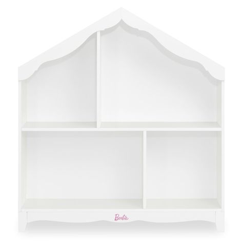 A must-have for every little dreamer's bedroom - the place where all the sparkle happens! It’s time to make your dream space a reality, with the Barbie™ Evolur Rose Hutch/Bookcase, where storage meets whimsy in a delightful display. Artfully crafted with a unique Barbie design, this piece inspires imagination in your little one during playtime & storytime. With 4 spacious shelves to stack everything from dolls and toys, to books & keepsakes, this versatile hutch/bookcase invites the “child decor Baby Doll Storage, Barbie Storage Ideas, Doll Storage, Office Crafts, Hutch, Craft Room Office, Diy Journal, Dream Spaces, Story Time