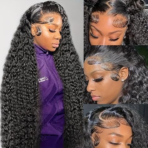 Faster shipping. Better service Amazon Human Hair Wigs, Deep Wave Lace Front Wigs, Curly Lace Frontal, Human Hair Lace Front Wigs, Hair Lace Front Wigs, Bun Styles, Wavy Style, High Ponytail, Female Head