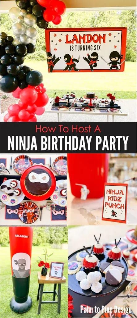 Ninja Birthday Party Decor and Ideas Martial Arts Banner, Ninja Party Decorations, Ninja Themed Birthday Party, Martial Arts Birthday, Ninja Birthday Party, Ninja Birthday Parties, Ninja Birthday, Ninja Party, Birthday Image