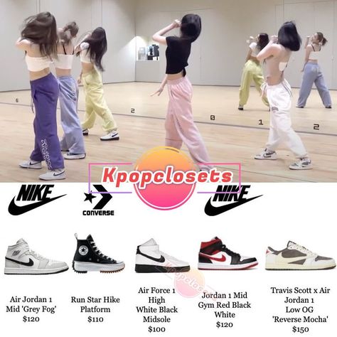 Shoes Outfit of Lesserafim Behind The Scene Dance Practice Part of 1 on Nov 17th 2022 Le Sserafim Dance Practice Outfit, Lesserafim Dance Practice, Le Sserafim Dance Practice, Kpop Converse, Kpop Shoes, Jordan 1 Gym Red, Kpop Dance Practice Outfits, Kpop Items, Shoes Room