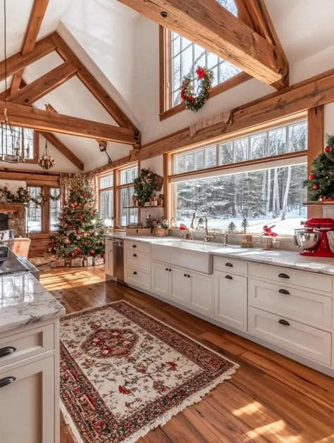 Big Cozy Kitchen Aesthetic, Homestead Aesthetic House Interior, Midwest Home Aesthetic, Country Ranch Style Homes Interior, Old Country Aesthetic House, Cozy Family Kitchen, Homestead House Interior, Cozy Big House, Cottage Core Houses