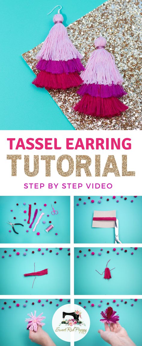 Diy Tassel Earrings, Tote Bag Pattern Free, Dmc Embroidery, Dmc Embroidery Floss, Diy Tassel, Beginner Sewing Projects Easy, Leftover Fabric, Earring Tutorial, Sewing Projects For Beginners