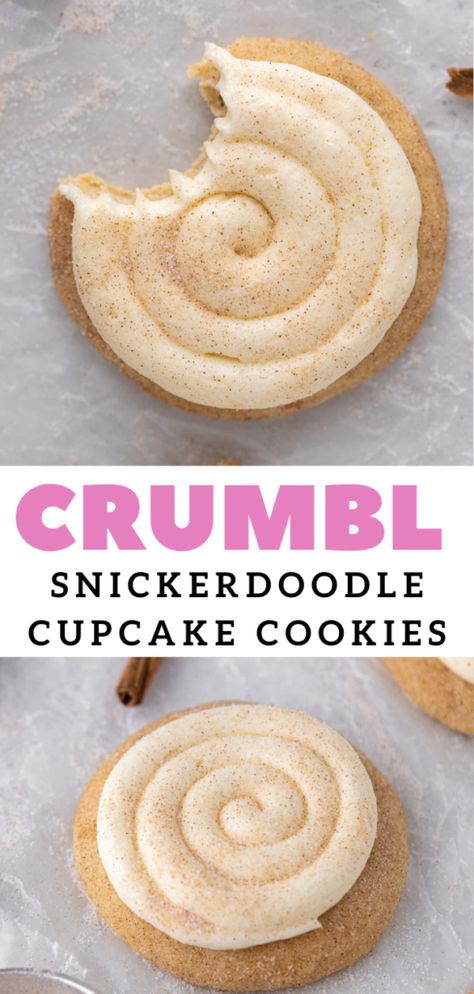 Copycat Snickerdoodle Cookies, Crumble Cookie Copycat Recipe Snickerdoodle, Snickerdoodle Crumble Cookie Recipe, Iced Snickerdoodle Cookies, Crumble Cookie Snickerdoodle Copycat Recipe, Crumbl Cookie Snickerdoodle Copycat, Crumbl Snicker Doodle Cookies, Crumbl Cookie Copycat Cookie Dough, Snickerdoodle Cookie Sandwich