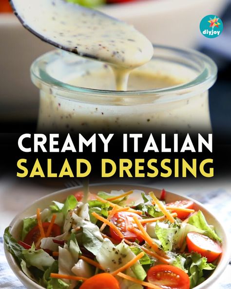 Love eating salads? Make the perfect creamy Italian dressing for your garden salad with this super easy recipe! Find the ingredients here. Good Seasons Italian Dressing Recipes, Good Seasons Italian Dressing Mix Recipe, Salad Dressings Homemade, Best Salad Dressing Recipe, Salad Dressings Recipes, Creamy Italian Dressing Recipe, Easy Italian Dressing, Creamy Italian Salad Dressing, Italian Salad Dressing Recipe