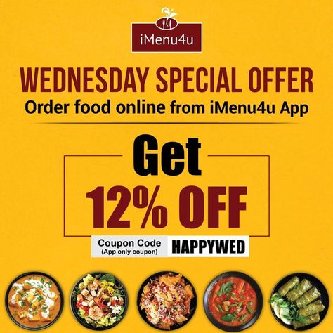 Order Food From iMenu4u Food Marketing Ideas, Wednesday Specials, Food Order, Food Discount, It Solution, Play Store App, Discount Design, Food Menu Design, Food Advertising