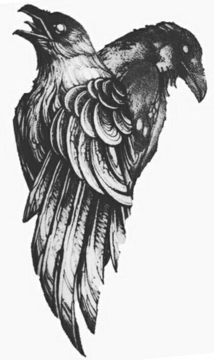 Odin's Ravens Tattoo, Tattoo Planets, Pixel Tattoo, Rabe Tattoo, Odin's Ravens, Clown Tattoo, Illustration Tattoo, Crow Tattoo, Norse Tattoo