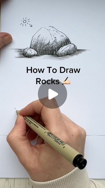 Rock Doodles Drawing, How To Draw Rocks Step By Step, Sketching Rocks, How To Draw Rocks, Rock Sketch, Draw Rocks, Rock Drawing, Rock Steps, Drawing Rocks